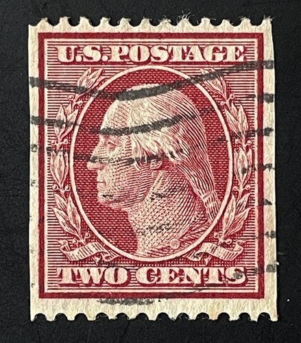 US Stamps; Scott #349 Genuine Coil Perf.12 2c Washington LH Cancel $160 F/VF - Picture 5 of 6