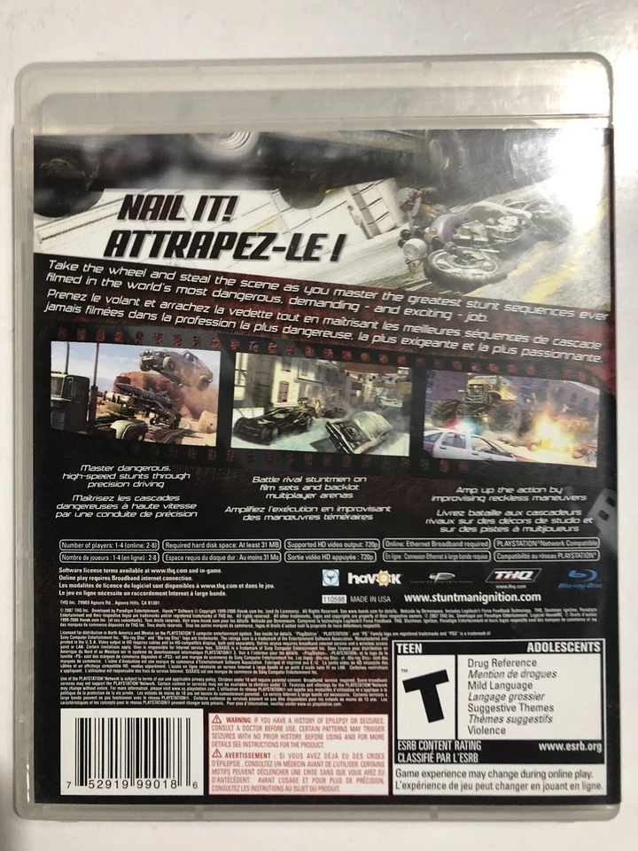 Stuntman Ignition PlayStation 3 Video Game with ￼Case & Disc manual TESTED - Image 2 of 4