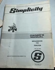 Simplicity Broadmoor 738 tractor owners manual Mfg No 898 original
