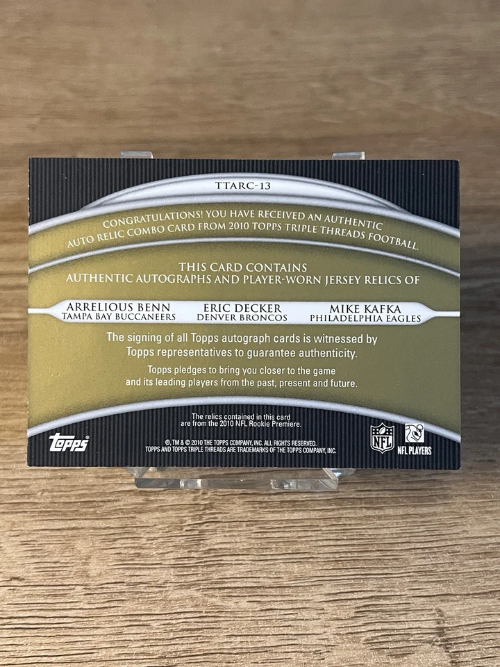2010 Triple Threads Arrelious Benn Eric Decker Mike Kafka Jersey Autograph #6/9 - Image 2 of 2