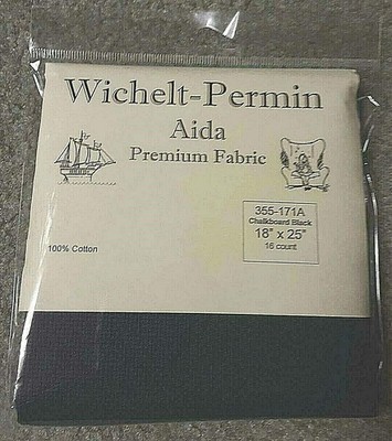 Wichelt Permin AIDA Cross Stitch Fabric 16 Count Chalkboard Black 18 x 25