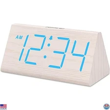 DreamSky Wooden Digital Alarm Clock - Large Numbers, USB, Loud Alarm, Snooze