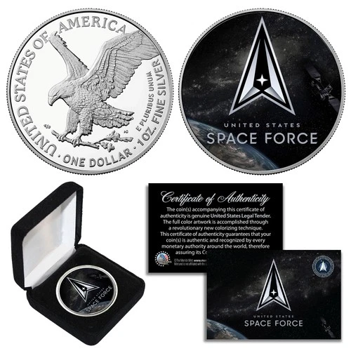 SPACE FORCE USSF Armed Forces 1oz PURE .999 FINE SILVER AMERICAN EAGLE with BOX