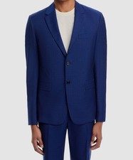Theory Men's Blue Slim Fit Check Wool Suit Chambers Jacket Size 40R
