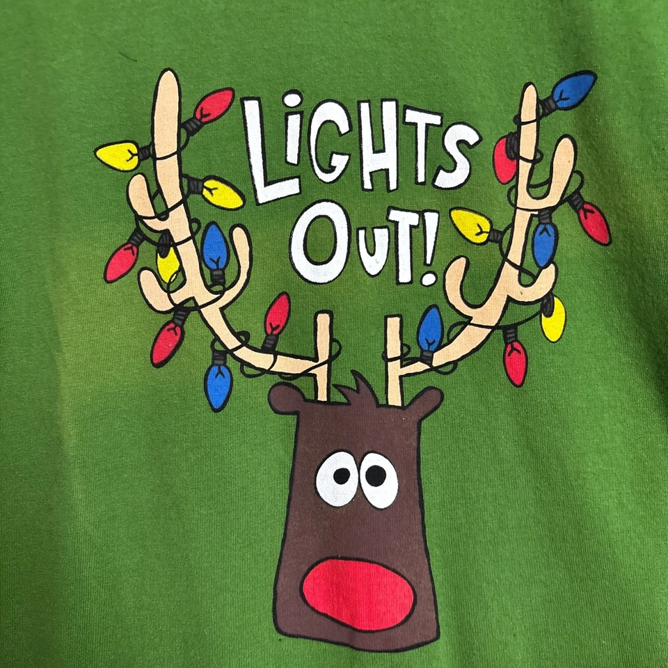 Lazy One Shirt XL Youth 6 Lights Out Reindeer Holiday Christmas Family Pajamas - Image 2 of 4