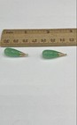 Green Jadeite Drop Earrings 14k Gold 1" Drop 4.4 g For Repair — photo 6