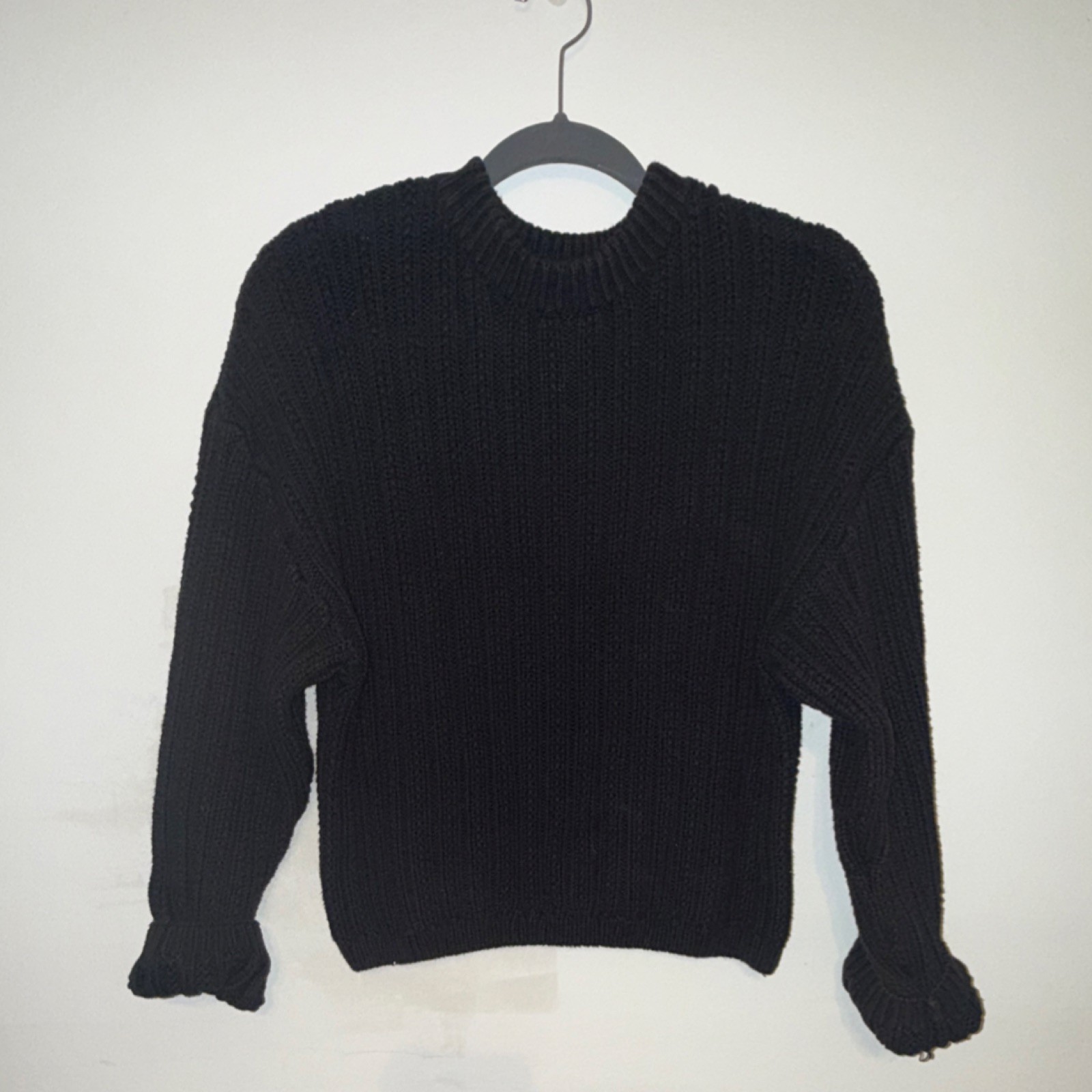 Universal Thread Black Ribbed Knit Pullover Sweat… - image 1