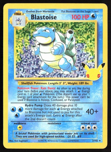 Pokemon Blastoise Holo Celebrations: Classic Collection 2/102 NM