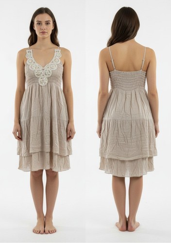 Sugar & Spice XL Tiered Sun Dress - Smocked Bodice, Sequin Crochet Neckline