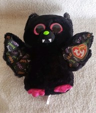 Dart 9" Black Bat Pink Glitter Eyes TySilk Halloween Theme Ty Beanie Boos