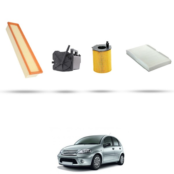 Hoffcar Wartungsset - 4 Filter FüR Citroen C3 1.6 Hdi 80 Kw Von 2005 Bis 2009-image