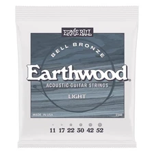 Ernie Ball 2348 Earthwood Light Bell Bronze Acoustic Guitar Strings, 11-52