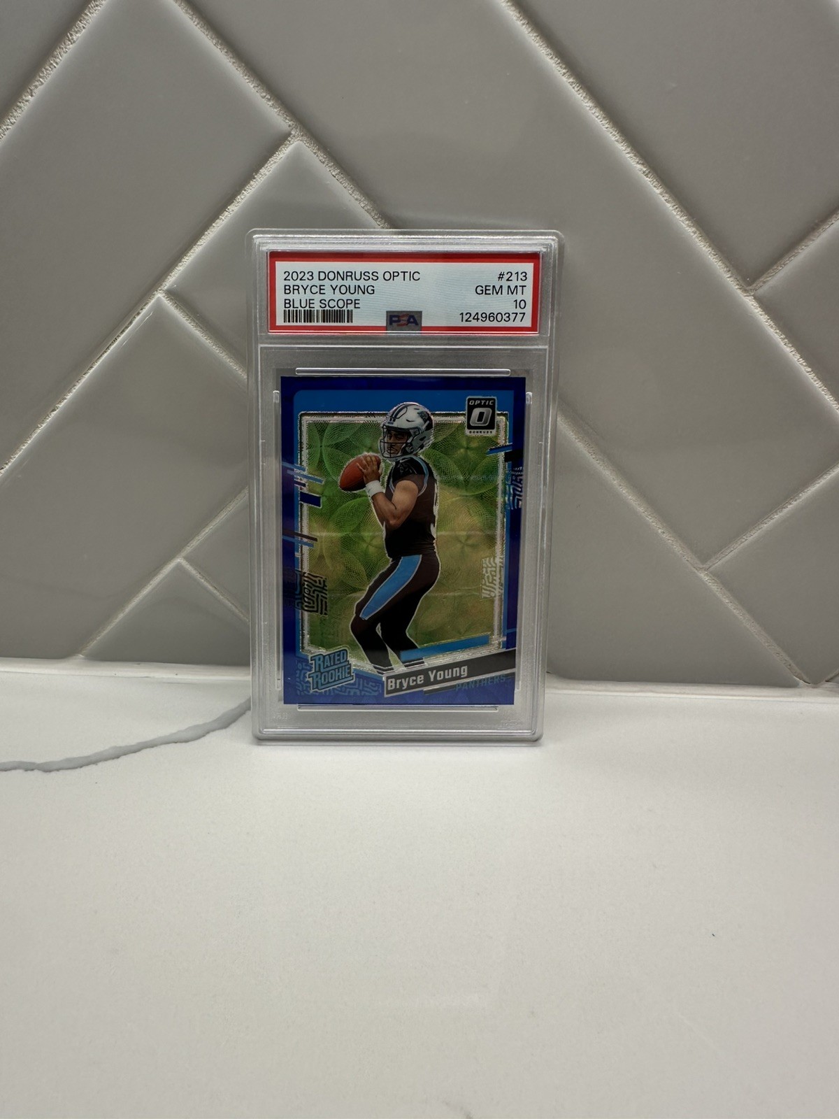 PSA 10 -2023 Donruss Optic - Rated Rookie Bryce Young #213 Blue Scope Prizm (RC)
