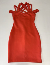 GUESS Red Knit Bodycon Dress Sweetheart Neck Zip Strappy Sleeveless Short XS