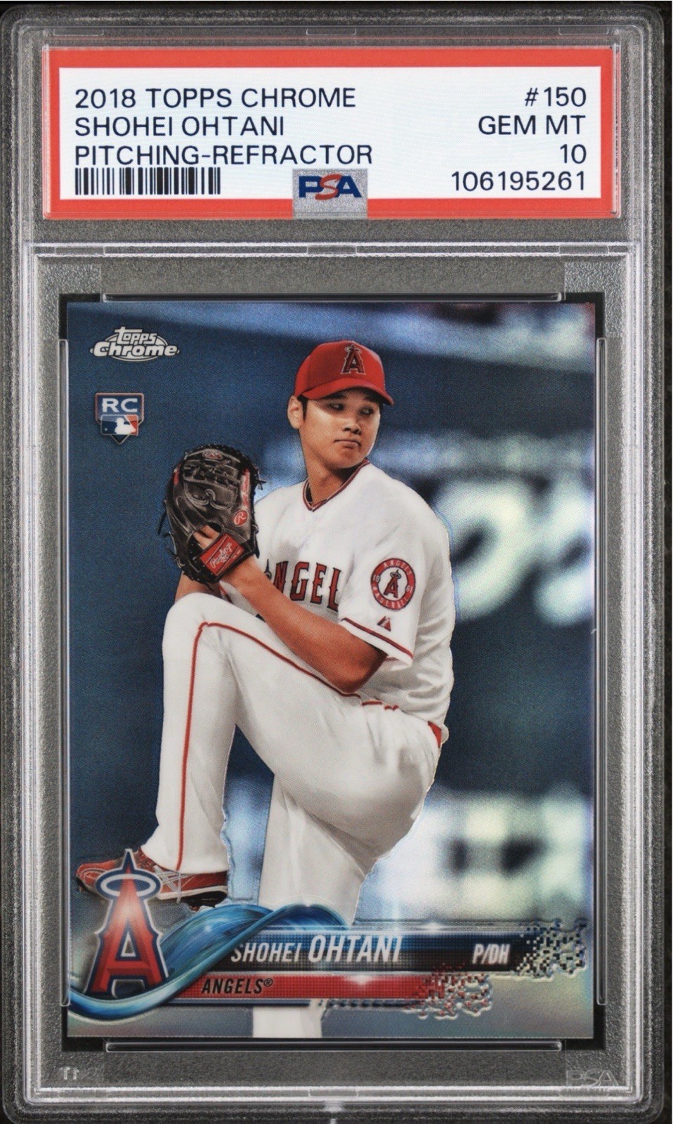 SHOHEI OHTANI 2018 TOPPS CHROME PITCHING REFRACTOR ROOKIE #150 PSA 10 GEM MINT