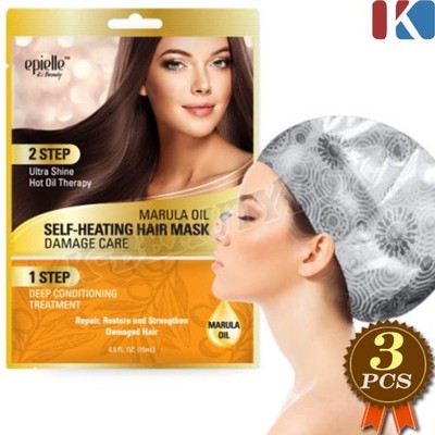 EPIELLE Marula Oil Self Heating 2-Step Hair Mask Set x 3pcs Damage Care K-Beauty