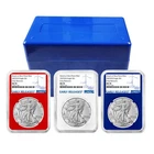 2025 (W) $1 American Silver Eagle 3pc Set NGC MS70 ER Blue Label Red White Blue