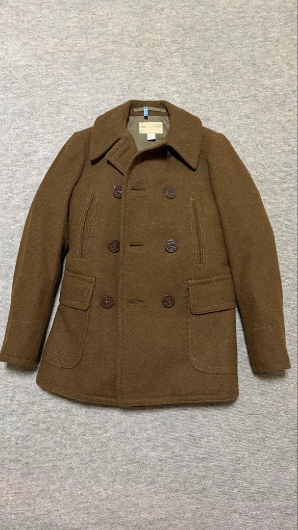 RRL Ralph Lauren Pea Coat Wool Brown Khaki Size XS Mens Jacket Outerwear _#dr382