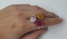 Ruby Gemstone Band Ring Size 925 Sterling Silver