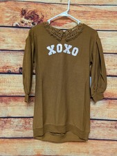 Mia Joy Joyfolie Girls Sz 8 XOXO Sequin Peter Pan Brown Collar Dress NWT