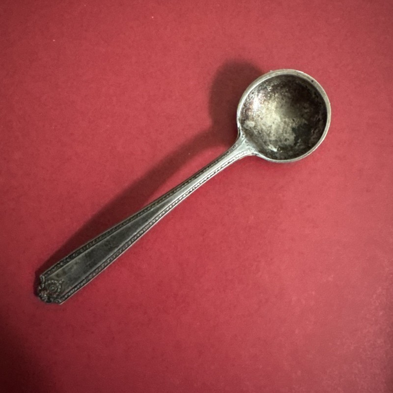 Antique small coin silver salt spoon