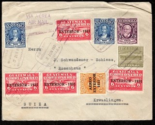 Guatemala Postal History Cover from Guatemala to Kreuzlinger Switzerland 1931
