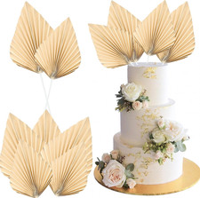 6Pcs Paper Palm Fan Cake Topper Palm Spear Leaves Fan Cake Pick for DIY Craft Pr