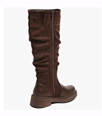 Carlkarida Riding Boots Grey/brown with Side Zipper Durable and Elegant 8.5