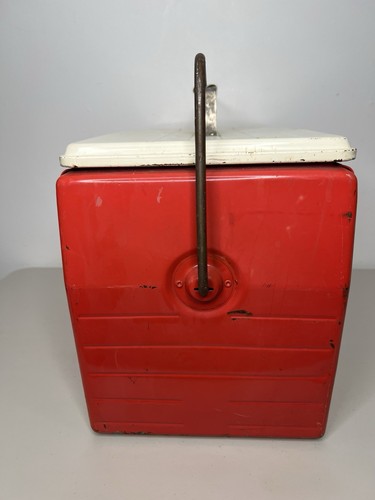 Vintage 50’s Poloron Products Thermaster Cooler Red White Fiberglas Insulated - Picture 5 of 17