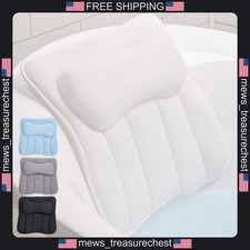 Bath Pillow with Suction Cups, Oversized Headrest, Breathable Mesh, White