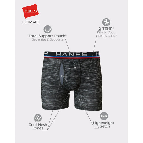 Hanes® Men's Boxer Brief 5-Pack "Ultimate with Comfort Flex Waistband & COTTON" - Picture 5 of 9