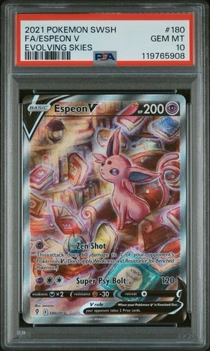 PSA 10 Espeon V (Alt Art) 180/203 Evolving Skies Ultra Rare Pokemon Card