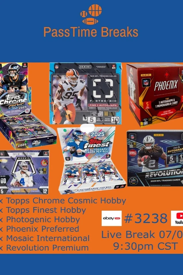 2025 TOPPS CHROME COSMIC FINEST FOOTBALL - 6x Box Hobby Mix BREAK 3238