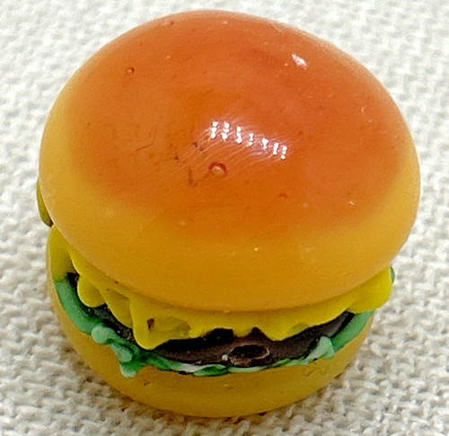 Miniature Glass Cheeseburger Bead Cook Out Hamburger Burger Food Lampwork