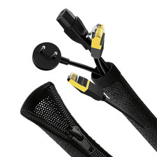 Gaine de protection câble électrique 1M NOIR avec zip – Maison-Bureau TV/PC