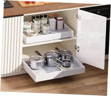 Pull out Cabinet Organizer,Extendable 12"-20" 21" Dx12"-20"W 2 Pack White