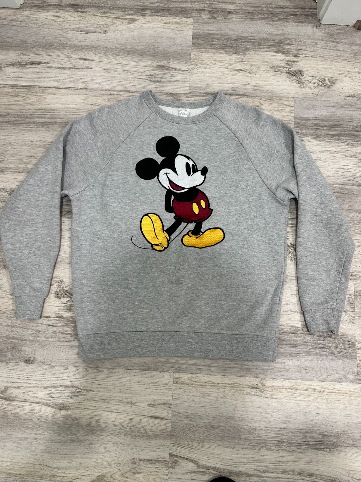 Disney Minnie Mouse Shirt Womens Small Gray Crew Neck Long Sleeve