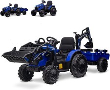 3in1 Kid 24V Ride On Tractor Excavator Bulldozer w/ Trailer Digger Shovel Bucket
