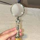 Ornate Handheld Magnifying Glass Loupe w/ Faceted Clear Crystal Point Handle — photo 2