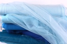 Blue Bridal Tulle Fabric by the Yard, 108" Extra Wide Matte Soft Tulle