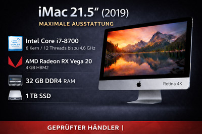 Apple iMac 21,5''  / 4K Intel i7 3,2 GHz / 1TB SSD, 32GB RAM, Vega 20 4GB, MwSt.