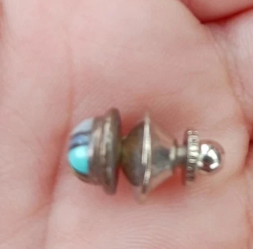 ¡Pin de corbata vintage de piedra turquesa del suroeste en tono esterlina! Foto 2 de 4