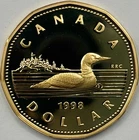Photo of a 1998 Canada Loonie from an eBay sale