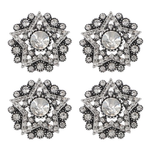 4 Pcs 27mm Metal Rhinestone Buttons, Star Shape, Silver 688391629989| eBay