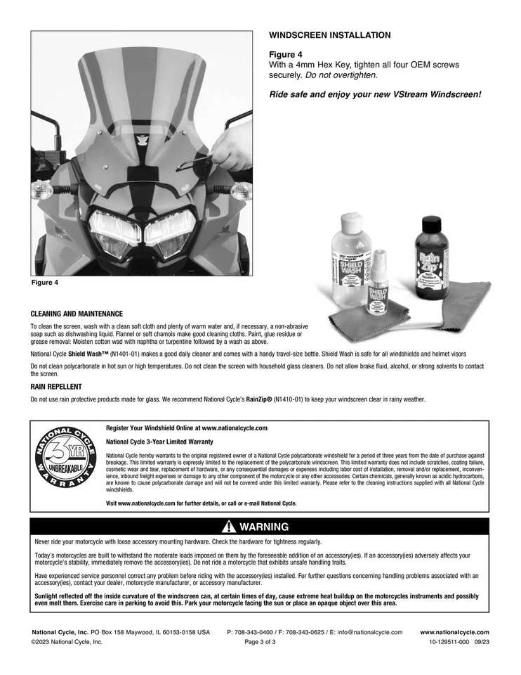 Parabrisas alto transparente VStream National Cycle N20141 para 22-24 KLR650 Foto 4 de 4