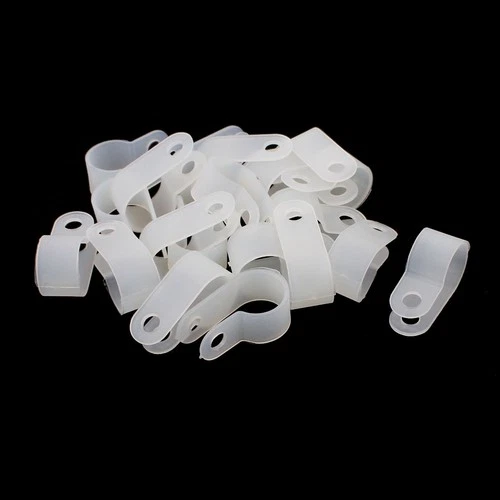20Pcs Nylon R Type 1/2" 13.2mm Cable Cord Wire Clamp Clip Fastener White