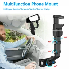 360 Rotation Adjustable Cell Phone Holder Car Rearview Mirror Mount Seat Bracket