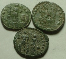 Rare original ancient coins Theodosius ship phoenix Arcadius Roma Victory wreath