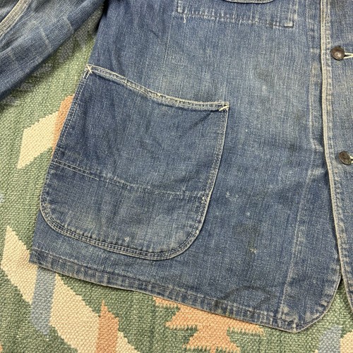 Vintage 50s Denim Chore Coat Union Made Barn Jacket Sanforized Distressed - Picture 3 of 12