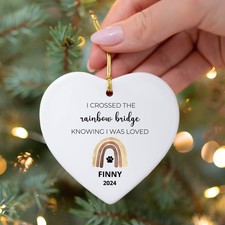 Custom Pet Memorial Ornament, Personalized Pet Loss Crossed the Rainbow Bridge